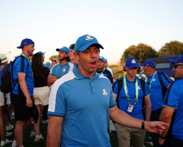 Team Europe's Rory McIlroy following the fourballs on day one of the 44th Ryder Cup at the Marco Simone Golf and Country Club, Rome. (Photo by Zac Goodwin/PA Wire).