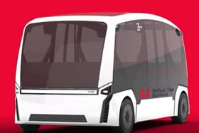 An image of one of the driverless buses