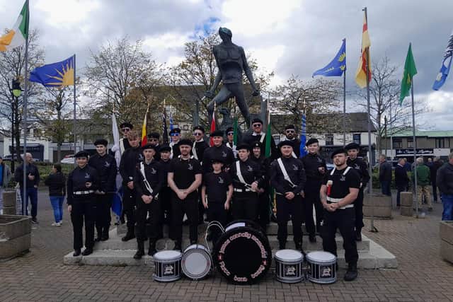 Members of the James Connolly Memorial Flute Band in Crossmaglen
