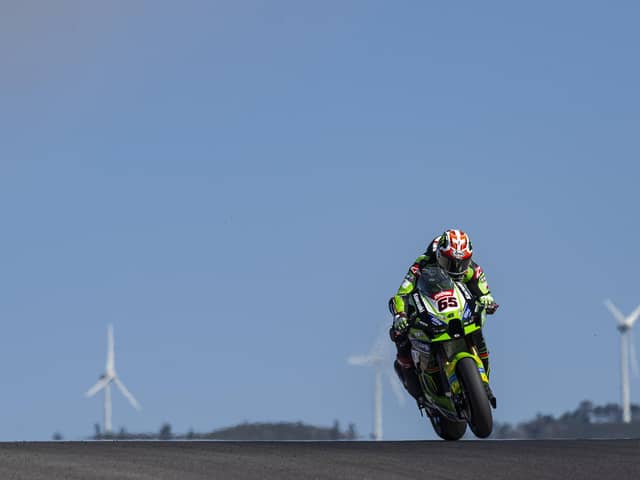 Jonathan Rea finished third in the opening race of the weekend at the penultimate round of the World Superbike Championship at Portimao in Portugal on Saturday