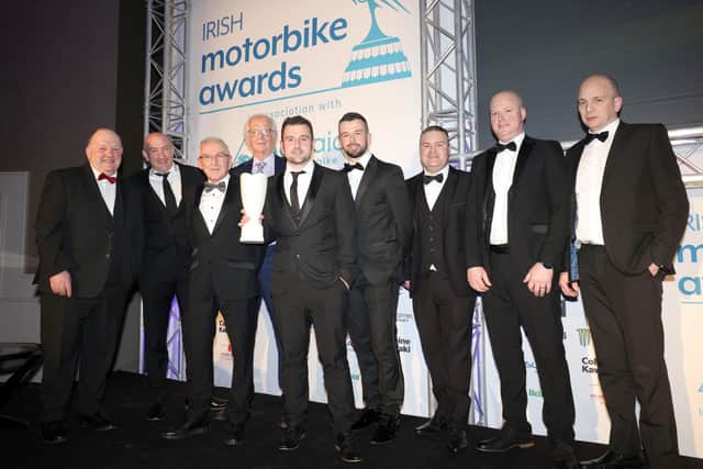 Michael Dunlop and his MD Racing team received the Bayview Hotel Team of the Year award at the Adelaide Irish Motorbike Awards at the Crowne Plaza Hotel in Belfast