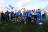 Limavady United celebrating securing the Playr-Fit Championship title on Saturday with a 2-0 win at Annagh United. (Photo by Paul Harvey/NIFL)