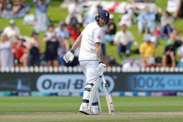 England's Ben Stokes looks on during day five of the Second Test Match against New Zealand in Wellington yesterday.