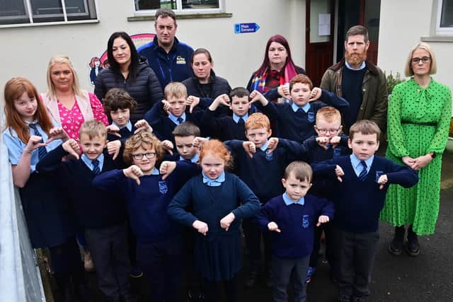 Principal Gemma Harrison Parents and pupils at Kingsmill’s Primary school in County Armagh give their reaction to plans to close their school. There has been a school in Kingsmills for 150 years and the primary has been on its current site since 1958.
Pic: Pacemaker