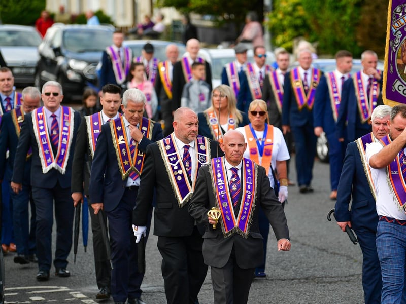 The Twelfth celebrations in Coleraine, hosted by Macosquin District LOL No. 8 parade though the town. Visiting districts to Coleraine include City of Londonderry Grand Orange Lodge; Coleraine District LOL No. 2; and Limavady District LOL No. 6.