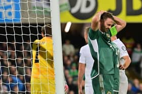 It was a night of frustration in Belfast on a number of fronts for captain Jonny Evans and the Northern Ireland squad as Slovenia left Windsor Park with a 1-0 win. (Photo by Colm Lenaghan/Pacemaker)