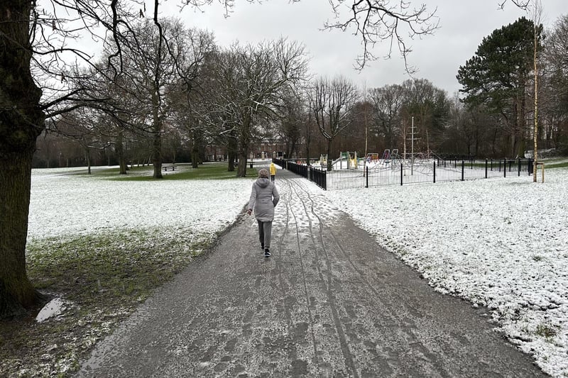 Underfoot conditions were tricky this morning in Ormeau Park in South Belfast