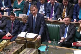 Chancellor of the Exchequer Jeremy Hunt delivers his autumn statement in the House of Commons in London. Picture date: Wednesday November 22, 2023. PA Photo. See PA story POLITICS Budget. Photo credit should read: House of Commons/UK Parliament/PA Wire