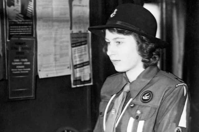 Queen Elizabeth II in her Girl Guide uniform in 1942