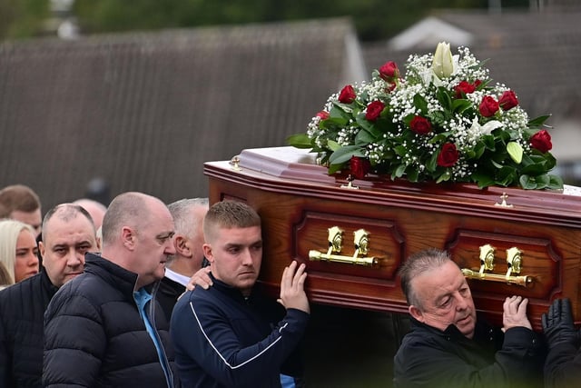 Family and Friends attend the Funeral of Sean Fox at Christ the Redeemer Church in Lagmore