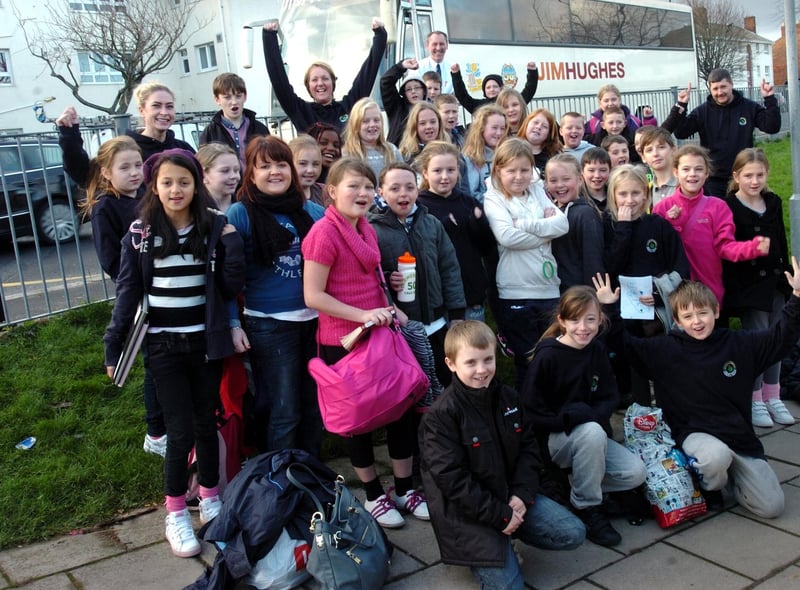 Year 5 and 6 pupils from Valley Road Community Primary School, Hendon, celebrating on their return from a five day trip to the Derwent Hill Centre, Cumbria. Have you spotted someone you know?