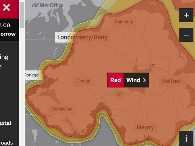 Red Met Office warning