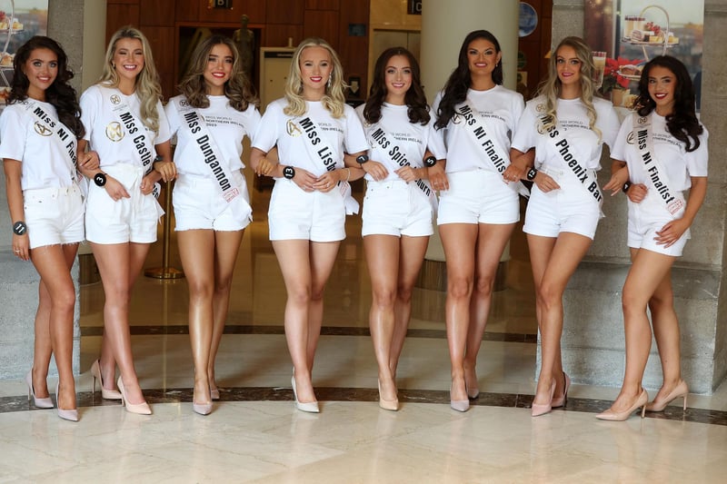 Miss Northern Ireland finalists at their final photo call at Belfast Europa Hotel this morning before this evenings beauty pageant.