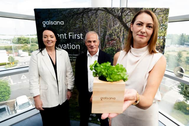 Craigavon-headquartered pharmaceutical company Galen has launched Galsana, a new global brand that will support the continued growth and development of its specialist rare metabolic disease business and future innovation across the portfolio. Pictured at the launch of Galen’s new global brand, Galsana, are Dr Dennise Broderick, managing director and President, Simon Lawrence, vice president of Marketing and Medical Nutrition and Dr Sarah Dolan, associate director of Medical Nutrition