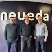 Belfast's Neueda expands its global offering with acquisition of cloud engineering training experts Conygre to ‘future-proof’ client teams. Pictured are Nick Todd, Conygre CEO, David Bole, Neueda director and founder, Kevin Corrigan, Neueda COO