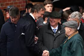 Sir Jim Ratcliffe (left) with former Manchester United manager Sir Alex Ferguson (centre) after the memorial service for the victims of the 1958 Munich Air Disaster at Old Trafford, Manchester
