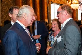 Dundonald-based company IBC-Music has received praise from King Charles at Buckingham Palace for its strong growth in international trade. Pictured is Iain Wilson at a glittering reception at Buckingham Palace with King Charles