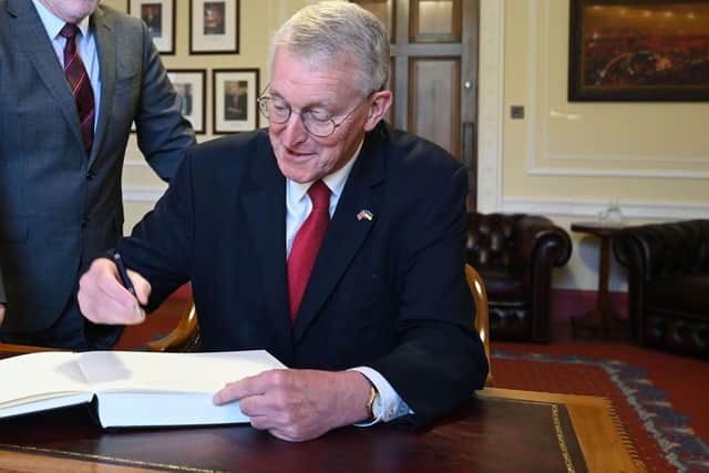 Labour’s NI spokesman Hilary Benn, seen above in Stormont, does not share the all Ireland views of his late father Tony. But even so, Labour is not a political movement that is instinctively sympathetic to unionism