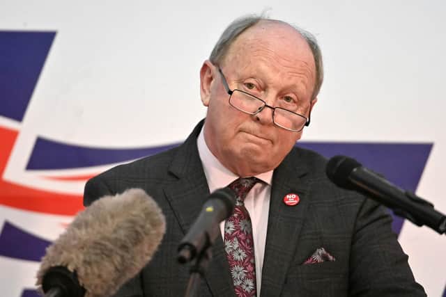 TUV leader Jim Allister at the TUV party conference at the Royal Hotel in Cookstown, Co Tyrone. Picture date: Saturday March 25, 2023.