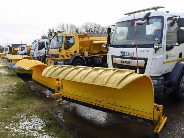 Staff who manage the road gritters at the DFI [Dept for infrastructure] Duncrue branch, Belfast Northern Ireland get ready to shut down ahead of strikes this Thursday.