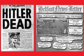Stars and Stripes newspaper announcing Hitler's death, and the News Letter announcing VE Day a few days later
