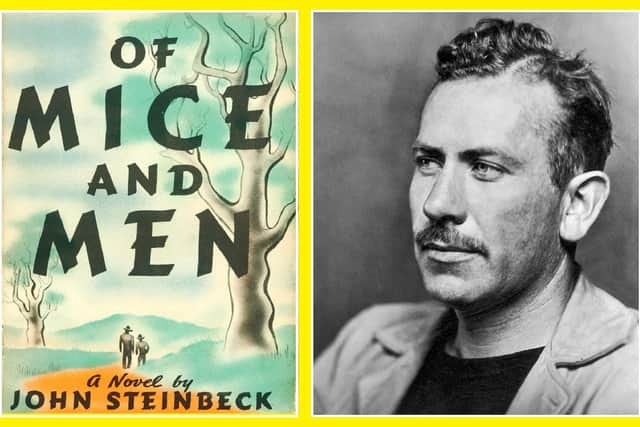 An early copy of the novel Of Mice And Men, and John Steinbeck in 1939