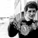 Hugh Russell with the British bantamweight belt in 1983.