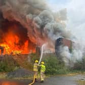 Image of Hilden mill on fire after an arson attack (from Robbie Butler MLA)