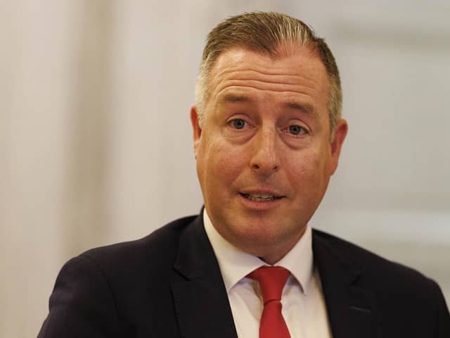 Education Minister Paul Givan MLA speaking to the media about the proposed Education Inspections Bill in the Great Hall at Parliament Buildings, Stormont. Picture date: Monday June 1, 2026.