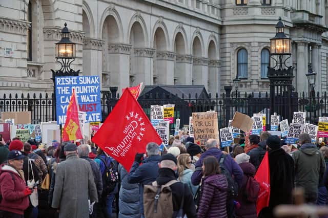 Protesters outside Downing Street, London, against the Bill on minimum service levels during strikes. In Nor​thern Ireland, the debate about industrial action is utterly lopsided. Almost no Stormont MLAs will so much as query the strikes, or mention the other side to the argument