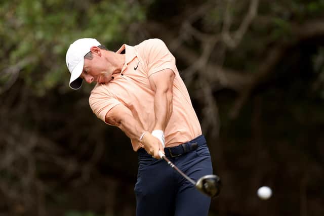 Northern Ireland's Rory McIlroy plays his tee shot on the 14th hole during the final round of the Valero Texas Open at TPC San Antonio. (Photo by Brennan Asplen/Getty Images)
