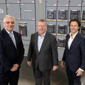 Vertiv, a global provider of critical digital infrastructure and continuity solutions, is making a significant investment in a manufacturing facility in Campsie, Londonderry, creating approximately 200 skilled jobs and contributing to the Northern Ireland economy. Pictured are Mel Chittock, interim CEO, Invest Northern Ireland, Philip O'Doherty, managing director of the E+I business, Vertiv and Giordano Albertazzi, CEO, Vertiv