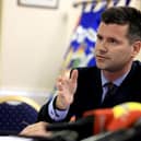 DUP MLA Jonathan Buckley, during a press conference at Carleton Street Orange Hall in Portadown, Co Armagh, back in September. Pic: Liam McBurney/PA Wire