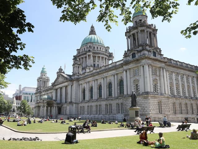 Belfast City Hall where a row has broken over between the DUP and Sinn Fein over the Israel/Hamas conflict