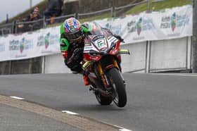Glenn Irwin was second quickest in the Superbike class on the Nitrous Competitions Racing Ducati at the North West 200. (Photo by Rod Neill/Pacemaker Press)