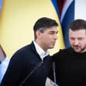 Prime Minister Rishi Sunak with President Volodymyr Zelensky at a signing ceremony during a visit to the Presidential Palace in Kyiv, Ukraine, to announce a major new package of a major new package of £2.5 billion in military aid to the country over the coming year
