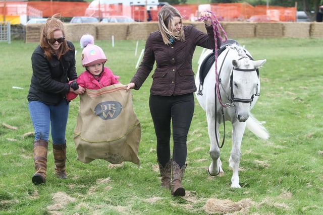 A little help for Holly in the gymkhana sack race