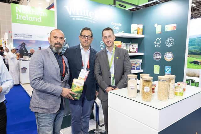 Co Armagh's White’s Oats has reported a strong trading performance in the Gulf Cooperation Council (GCC) territories with turnover now at £250,000 at retail. Pictured are Stuart Best with White’s Oats partners from Qatar Quality Products