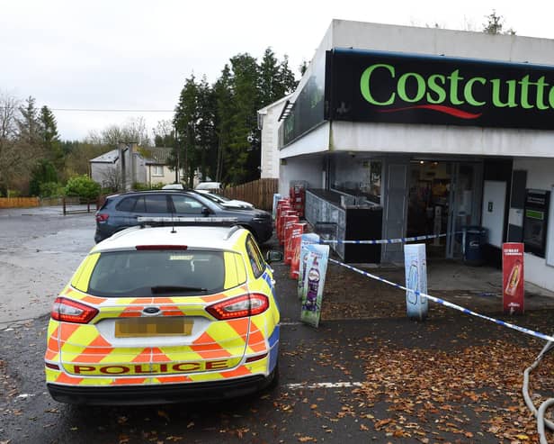 The scene of an ATM theft in Irvinestown, Co Fermanagh. Photo: Pacemaker