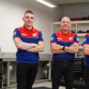 New signing Dean Harrison with Honda Racing boss Havier Beltran and team-mates John McGuinness and Nathan Harrison.