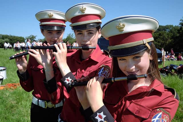 Flute players with Magheraglass Flute Band at the Twelfth in Coagh, 2025