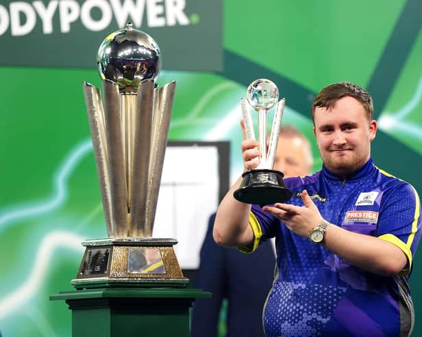 Luke Littler lost to Luke Humphries (left) in the final of the Paddy Power World Darts Championship at Alexandra Palace
