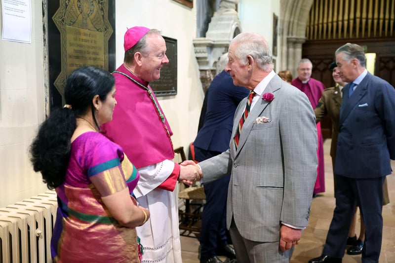 King Charles today at Saint Patrick's Church of Ireland Cathedral in the City of Armagh during their two day visit to Northern Ireland.