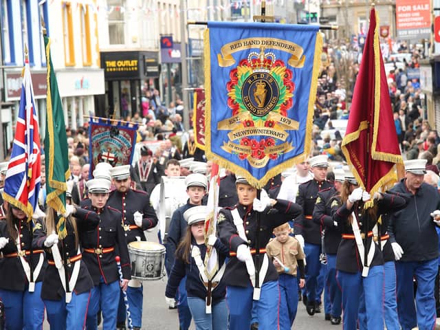 The streets of Enniskillen were filled with colourful uniforms and banners