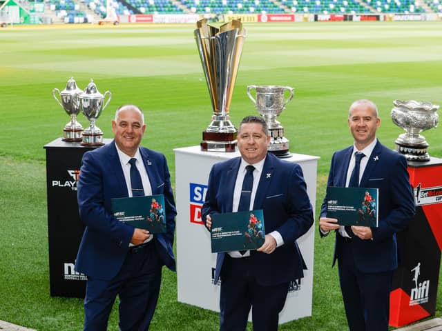 NIFL CEO, Gerard Lawlor, pictured at the launch of the new NIFL Strategy alongside NIFL Chair, Colin Kennedy, and Chief Operating Officer, Steven Mills. PIC: Press Eye / Phil Magowan