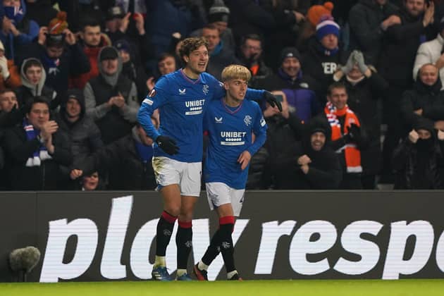 Rangers' Ross McCausland (right) rescued a point in a 1-1 draw against Aris Limassol at Ibrox after the Northern Ireland international netted his first goal for the club