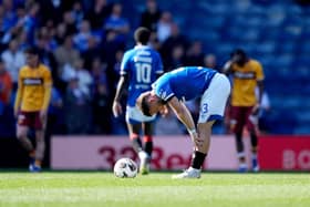 Rangers' Nicolas Raskin reacts after Motherwell's third goal in the William Hill Premiership loss at Ibrox. (Photo by Andrew Milligan/PA Wire)