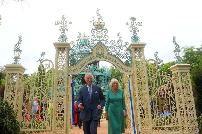 King Charles III and Queen Camilla open a new Coronation Garden in Newtownabbey and meet the designers of the garden and representatives of community and charitable organisations, hearing how the garden marks the beginning of a new green initiative for the Antrim and Newtownabbey Borough Council, during a two day visit to Northern Ireland. Picture: Mark Marlow/PA Wire
