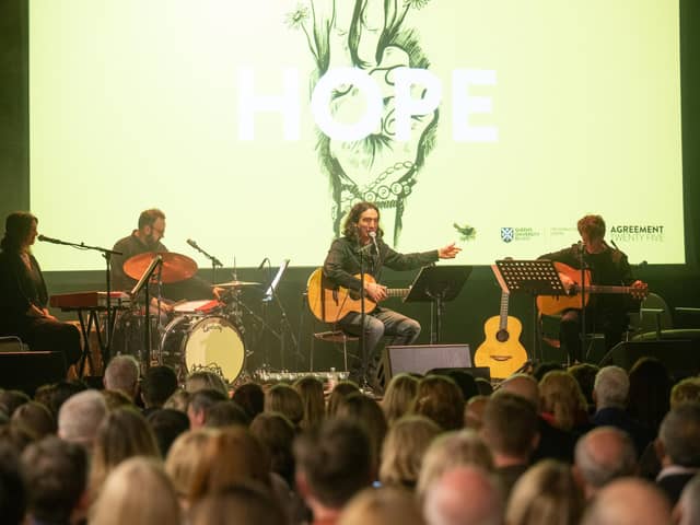 Gary Lightbody and other musicians performed at the HOPE event yesterday evening (April 18)