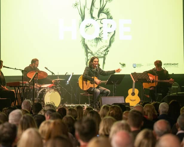 Gary Lightbody and other musicians performed at the HOPE event yesterday evening (April 18)